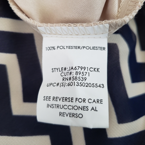 Navy Blue Chevron Striped Blouson Dress - Picture 10 of 10